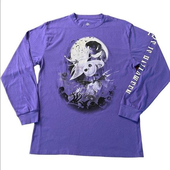 DISNEY TIM BURTON’S THE NIGHTMARE BEFORE CHRISTMAS PURPLE LONG SLEEVE T-SHIRT - Picture 1 of 7